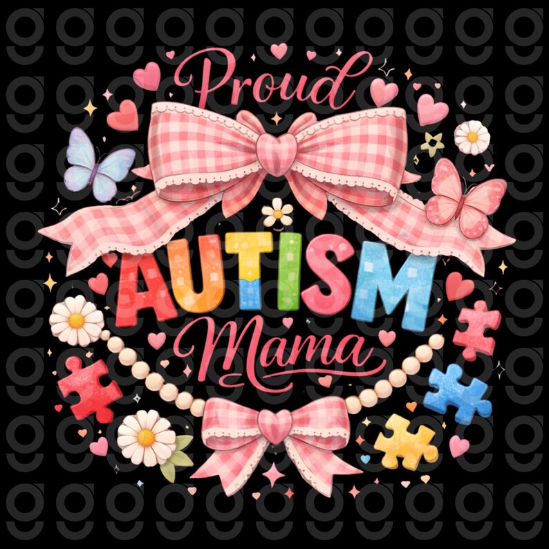 Proud Autism Mama PNG | Coquette Bow Design | Autism Awareness Mom ...