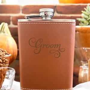 Leather Groom Flask – Classic Gift for the Groom