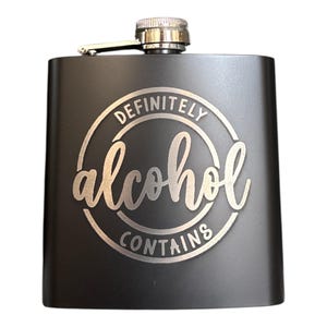 Funny Flask: &quot;Definitely Not Alcohol&quot; Engraved Black 6oz Flask