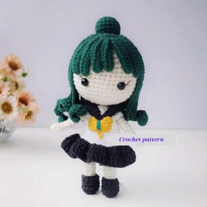 Sailor Neptune Crochet Pattern,Crochet Sailor Neptune – Mini Anime Character Pattern,Amigurumi Tiny Neptune – Cute Sailor Moon Toy PDF