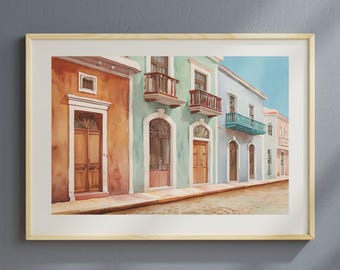 Digital Download | Colorful Colonial Street Wall Art | Old San Juan | Vibrant Caribbean Architecture | Printable Travel Decor
