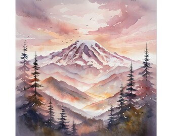 Afdrukken | Getextureerde aquarel | Bergafdrukken | Natuurkunst aan de muur | Woondecoraties | Cadeau voor natuurliefhebbers | Boho-chic decor | Landschapskunst