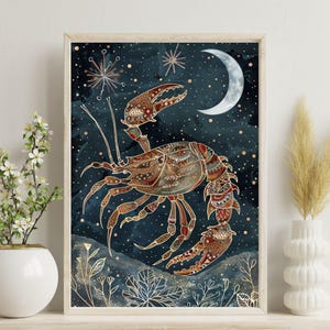 Cancer Zodiac Wall Art Astrology Poster Celestial Print Star Sign Art Gift For Her Horoscope Wall Art Cancer Poster Image Cancer Wall Decor
