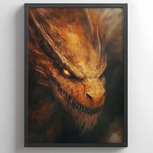Dragon Wall Art Fantasy Dragon Poster Fire Dragon Print Dragon Wall Art Gift For Him Dark Fantasy Art Dragon Head Print Gaming Wall Decor