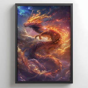 Dragon Wall Art Fantasy Dragon Poster Mythical Creature Art Print For Him Chinese Dragon Poster Fantasy Wall Decor Dragon Wall Decor Poster