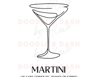 Martini | Elegantes Cocktail Poster - Druckbares Getränkeschild für Hochzeiten, Partys und Events | Minimalistisches Design | Sofort Download