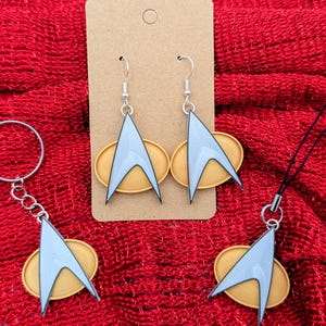 3D Gedruckter Star Trek Collector Zubehör: Baumeln Ohrringe, Schlüsselanhänger, Charm | Sci-Fi Cosplay Geschenk | Leichtgewicht