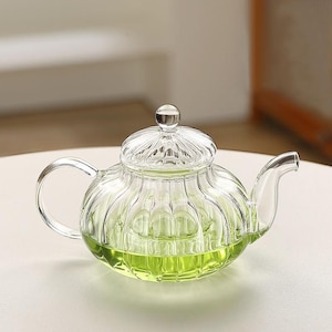 Glass teapot with infuser, loose leaf glass teapot with infuser, heat resistant glass kettle, teapot for loose leaf camellia tea,  tea gift