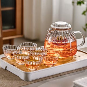 Glass Teapot Tea Set, Teapot With Infuser/1000ml, Heat-Resistant Glass Teapot, Stovetop Safe Teapot, Suitable For Loose Leaf Camellia Tea