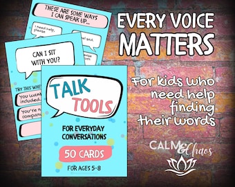 Talk Tools Communication Cards for Kids, Printable Scripts for Social Skills, Autism Support, Special Education Resource
