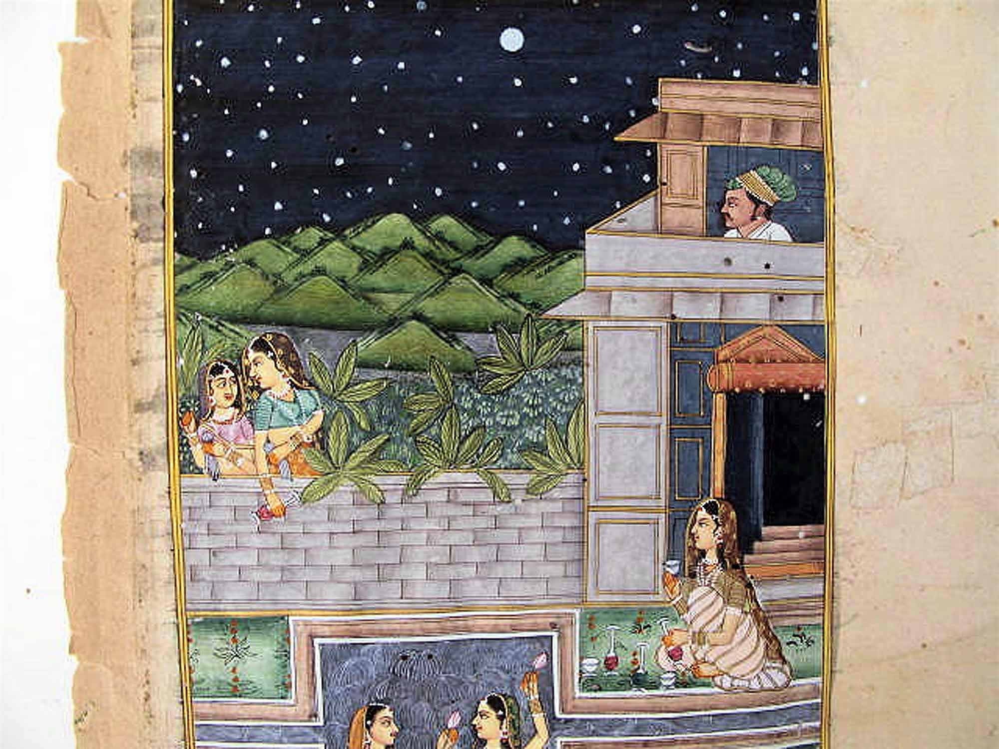 インド宮廷絵画 INDIAN COURT MINIATURE PAINTING Lot 181 | ANTIQUE INDIAN MUGHAL MINIATURE PAINTING COURT SCENE