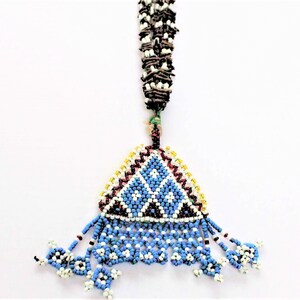 Vintage Clove Beaded Tassel with Glass Beaded Evil Eye Medallion-14"inches