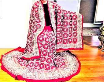 Zardozi Wedding Set from India: Unstitched Dupatta and Lehenga-Free Shipping