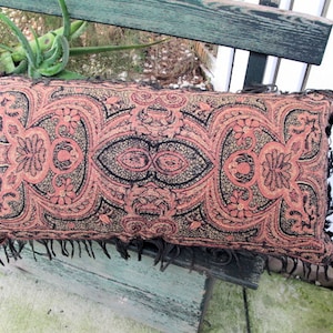 Paisley Bolster Pillow Cover-Recyled Luxury Designer Heirloom-31&quot;x15&quot;inches