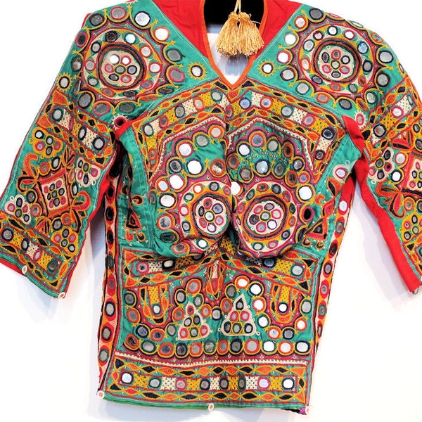 Vintage Sindhi Choli(Blouse)  with All Over Hand  Embroidery and Mirrorwork  from India2