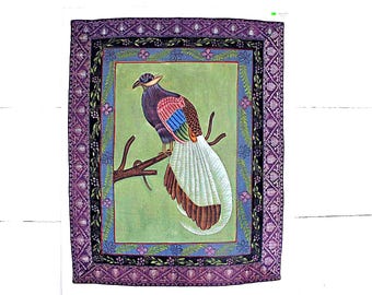 Mughal Bird of Paradise Painting Tapestry - Ready to Hang