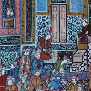 Persian Silk Painting-scandal in the Mosque-converted Into - Etsy