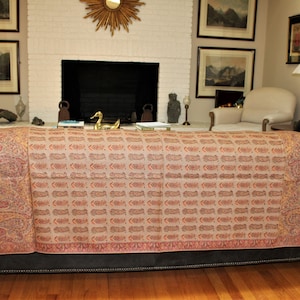 Vintage Kani Shawl-Twill Tapestry Weave-Traditional Paisley Design from Kashmir- 46&quot;x86&quot;inches