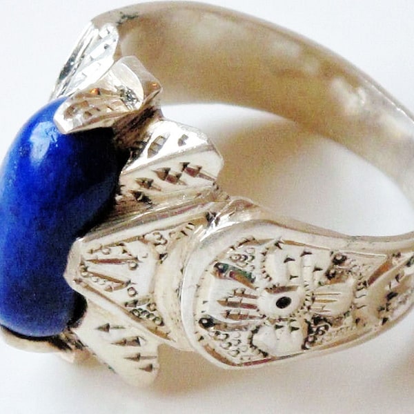 Lapis Lazuli Ring, Sterling Silver from Peshawar-Size 9.5-11-Free  Shipping