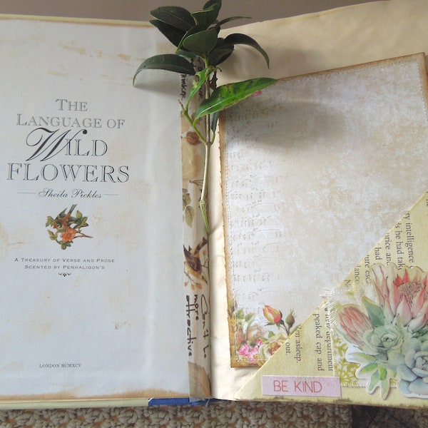 THE LANGUAGE of  FLOWERS junk journal, book, photo, scrapbooking,
