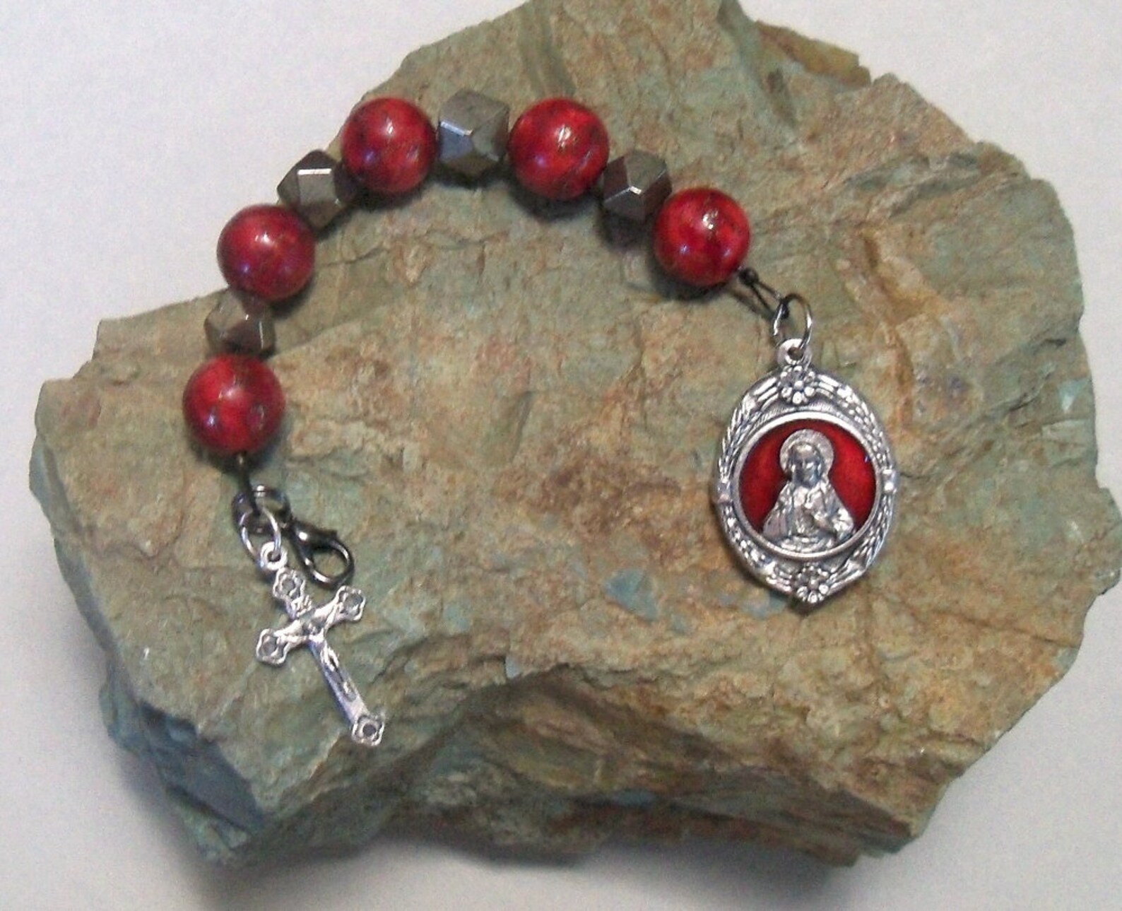 Prayer Chaplet Sacred Heart of Jesus Red Turquoise Etsy Prayer Chaplet Sacred Heart of Jesus Red Turquoise Etsy