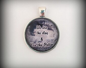 Pingente de imagem com citação da Bíblia, nós somos o barro e você o Potter, colar cristão ou chaveiro