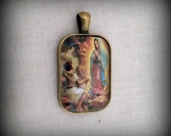 Unsere Liebe Frau von Guadalupe Anhänger: Saint Juan Diego, antiker Goldrahmen