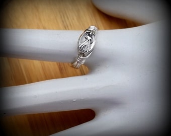 Wire Wrapped Jesus Ring - Divine Mercy