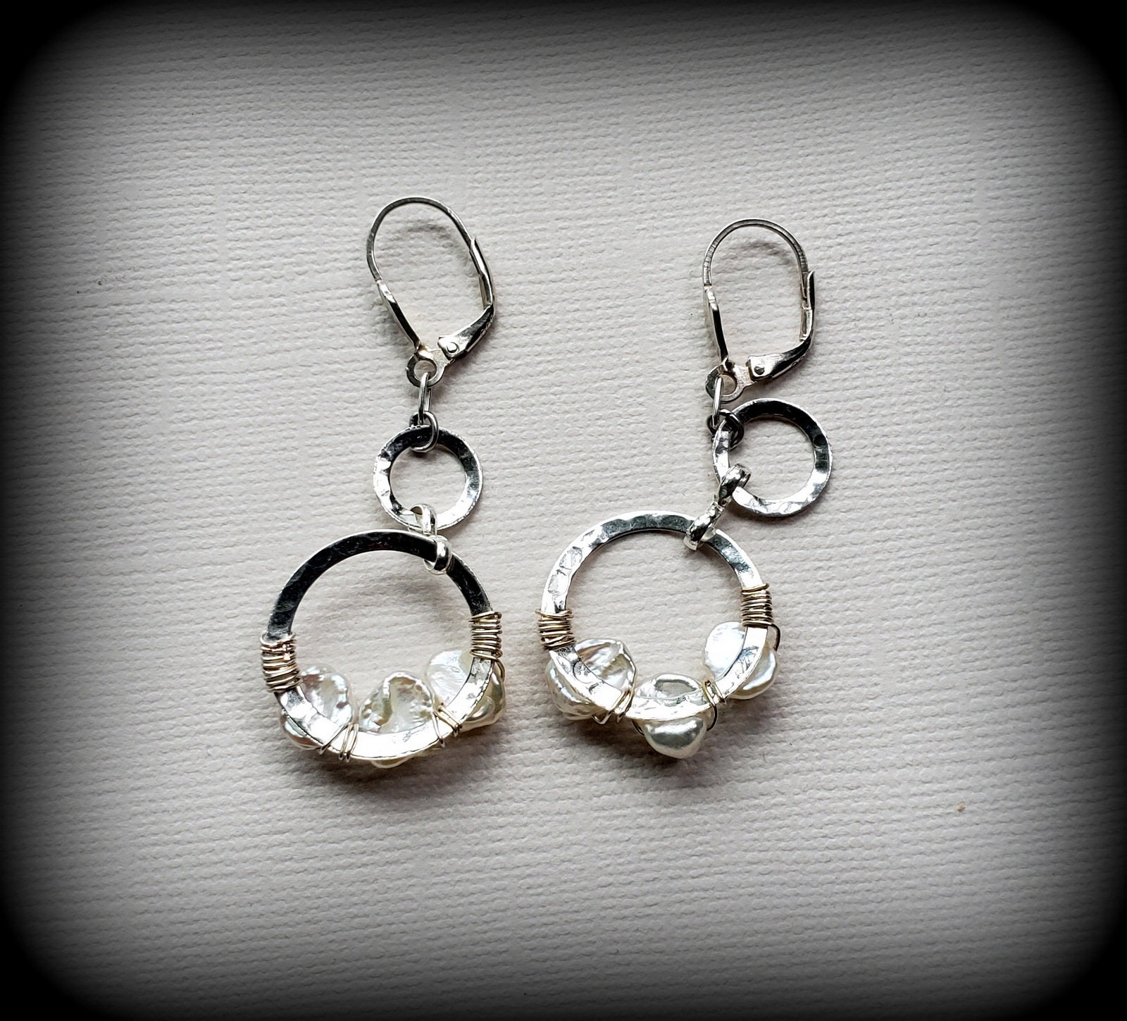 White Keshi Pearl Earrings pearl earrings pearl leverback | Etsy