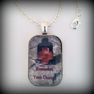 Inspirational Quote Picture Pendant, Creator, Gemstone Cross