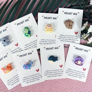 Cute Animal Pocket Hug Gift Card. Small Gift. Thinking of You. Pocket Hug. Touching Keepsake Charm.