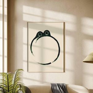 Juzzle&#39;s Jump #1 - Bold Frog Wall Art, Minimalist Green Frog Print, Playful Nature-Inspired Home Decor, Unique Gift Idea
