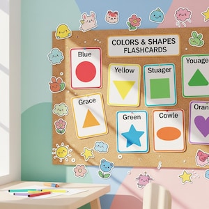 Colors & Shapes Flashcards for Kids | Printable Preschool Learning Cards | Toddler Educational Activity
