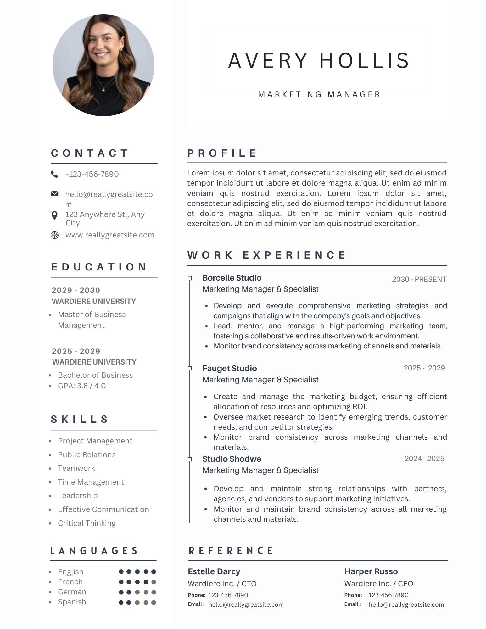 Modern Resume Template for Women | Chic CV + Cover Letter (instant ...