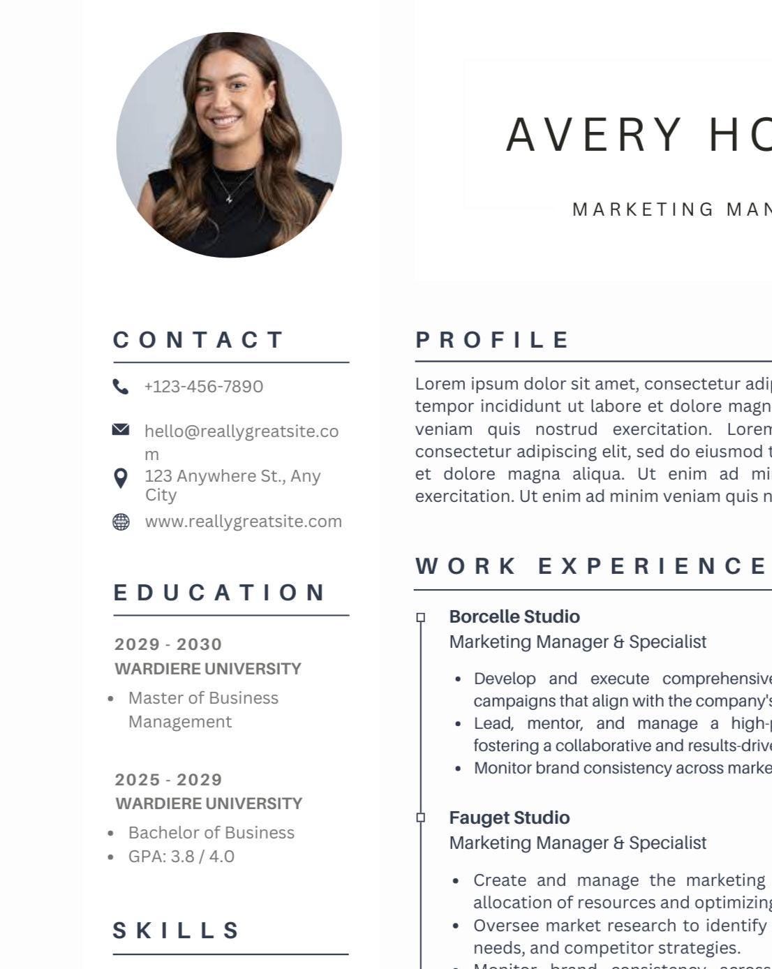 Modern Resume Template for Women | Chic CV + Cover Letter (instant ...
