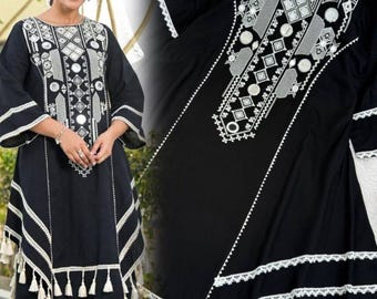 Vestido Eid Salwar Kameez pakistaní negro listo para usar, trajes de 2 piezas, fiesta de bodas, Bollywood, listo para usar, Top Palazzo, regalo de dama de honor