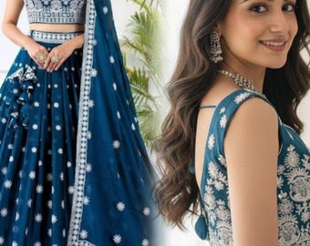 Indian Traditional GEORGETTE Navratri Lehenga Choli With Heavy Dupatta Suit For Women And Girls Chaniya Choli Indian Lehenga