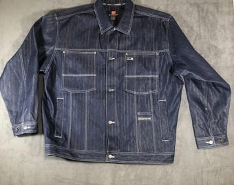 Vintage Godbody Denim Dark Blue Jean Baggy  Jacket Size XXL GUC Preowned