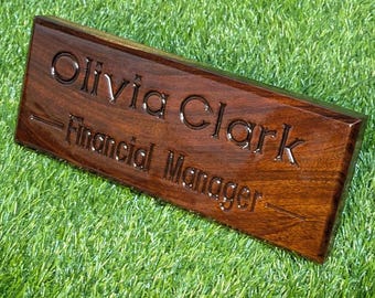 Personalized Wooden Desk Name Plate – Engraved Sheesham Wood Office Decor