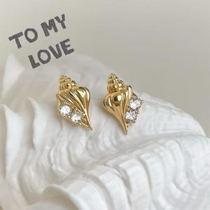 To My Love - schelpoorbellen, schelpsieraden met kristallen, romantisch cadeau voor vriendin/vrouw