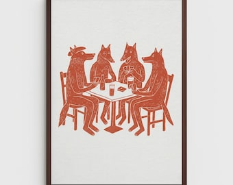 Impresión de naipes de lobos