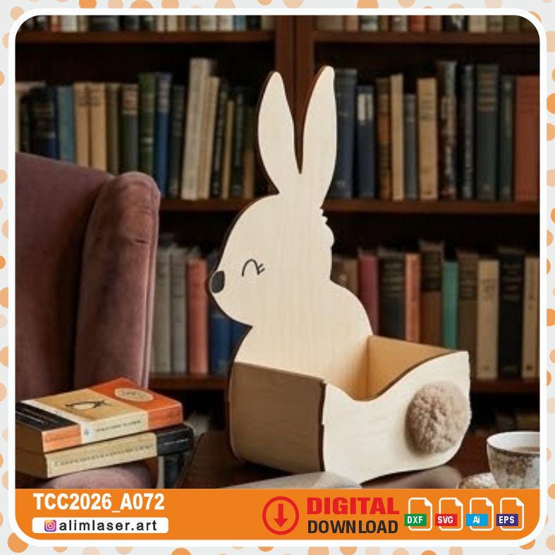 Easter Bunny Candy Box Laser Cut File, 3mm Wood Treat Basket SVG ...