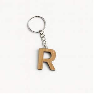 Personalized Wooden Letter Keychain – Custom Initial Gift