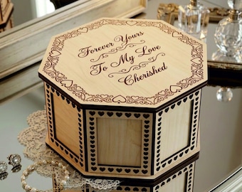 Octagonal Wood Box Laser Cut File, Geometric Jewelry Storage Svg (Digital Download)