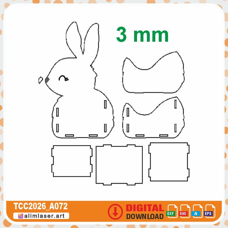 Easter Bunny Candy Box Laser Cut File, 3mm Wood Treat Basket SVG ...