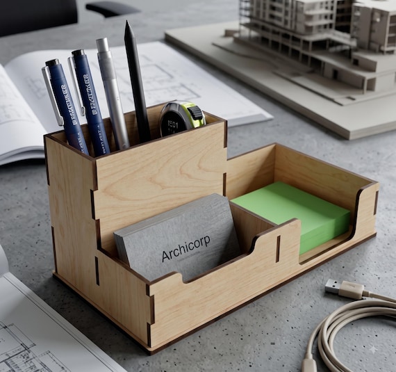 Wooden Desk Organizer SVG Laser Cut File, Desktop Caddy (Digital Download)