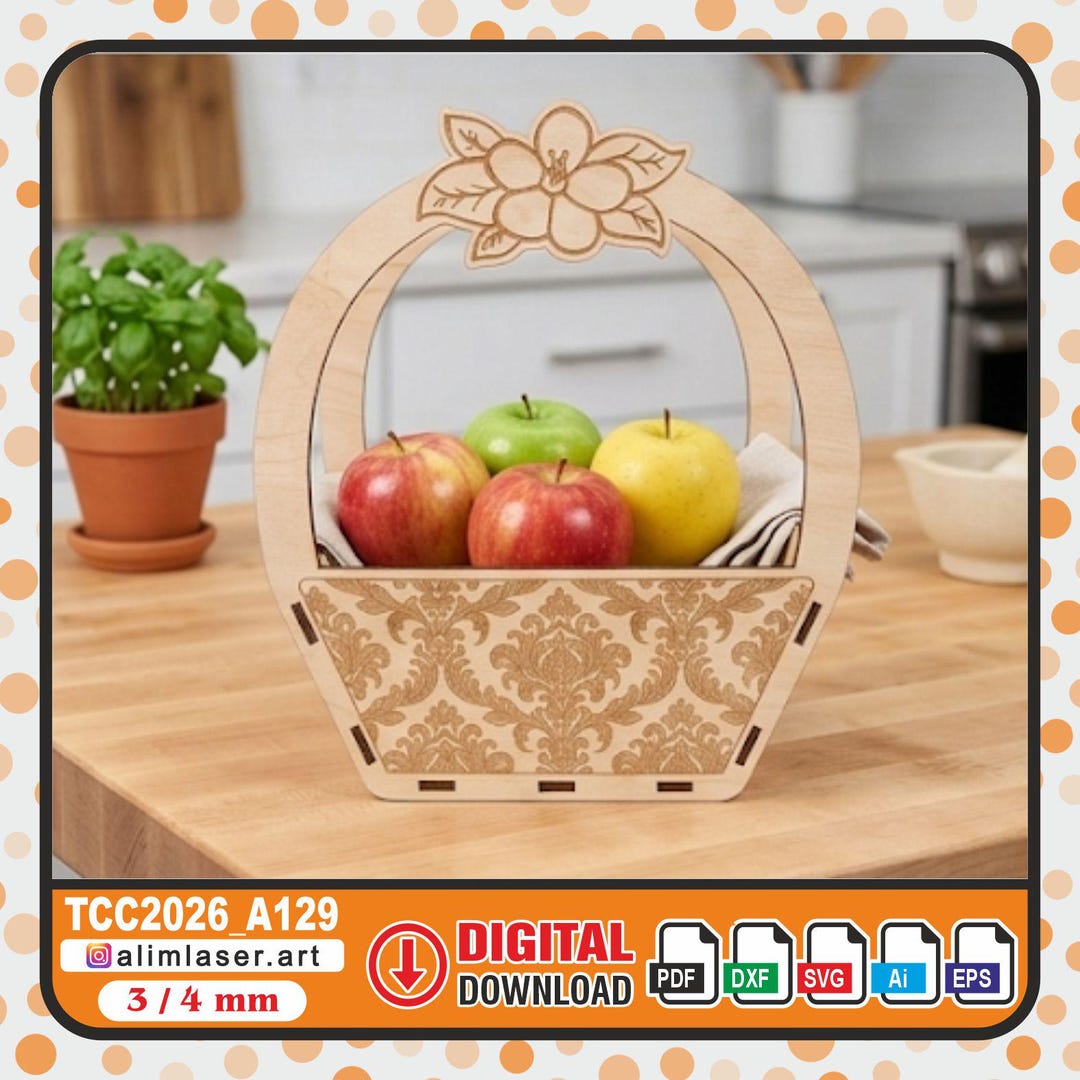Floral Easter Basket Laser Cut File, Wooden Candy Box SVG (digital ...