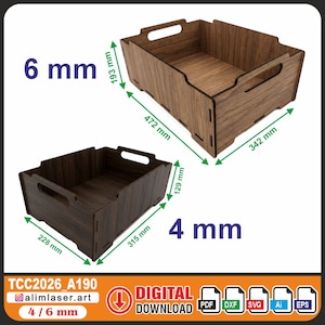 Peut inclure: Deux boîtes de rangement en bois avec un fini grain de bois. La plus grande mesure 47,2 cm de long, 34,2 cm de large et 19,3 cm de haut. La plus petite mesure 31,5 cm de long, 22,8 cm de large et 12,9 cm de haut. Téléchargement numérique.