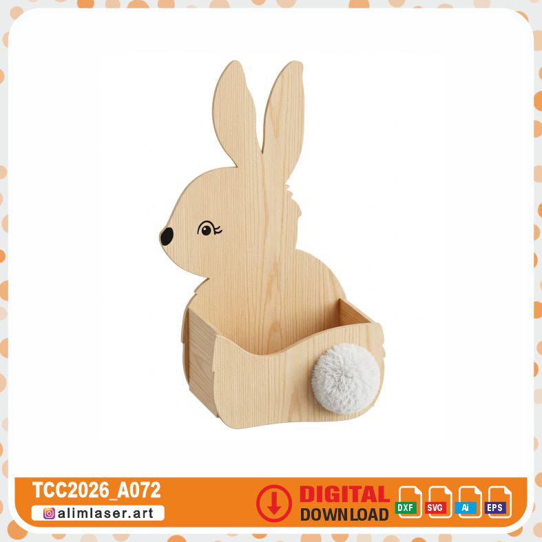 Easter Bunny Candy Box Laser Cut File, 3mm Wood Treat Basket SVG ...