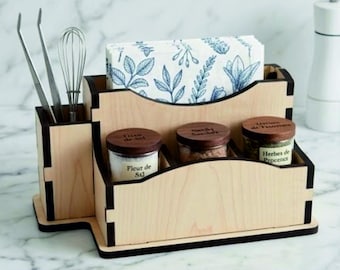 Laser Cut Spice Rack Napkin Holder Caddy SVG (Digital Download)